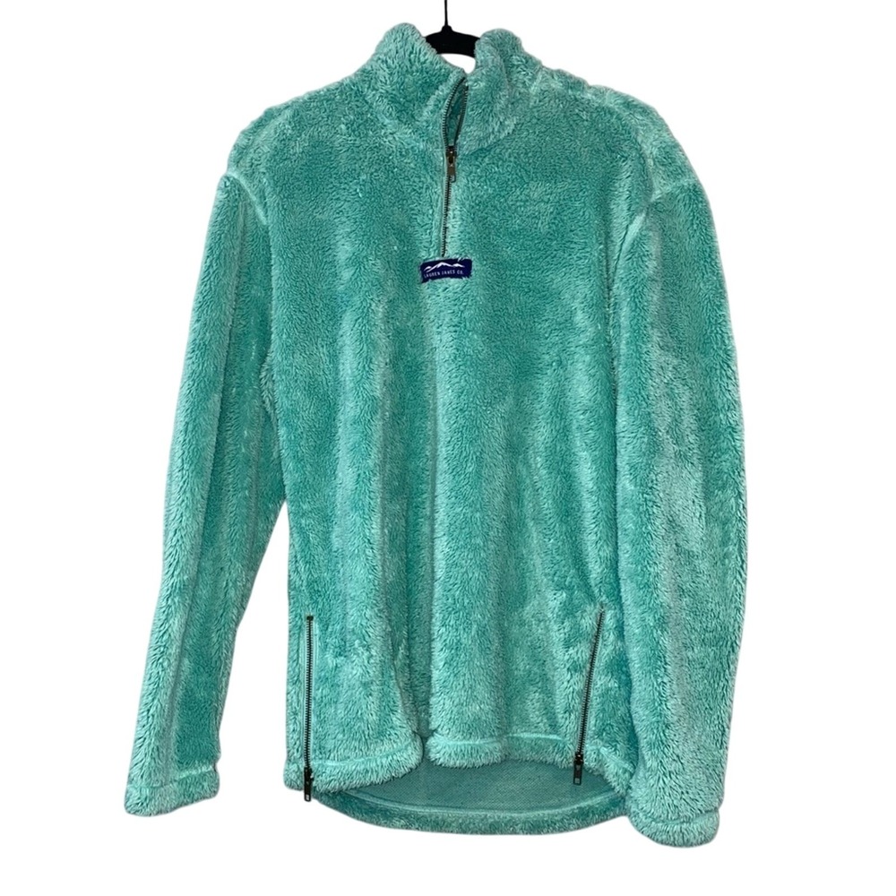 Lauren James Sherpa Pullover Small Turquoise Fleece Quarter Zip‎ Cozy